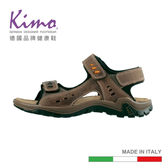 Kimo 義大利牛皮魔鬼氈男涼鞋(復古棕 5530403414)