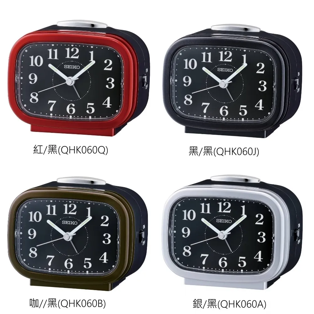 【SEIKO 精工】精工寧靜夜晚靜音夜光鬧鐘SK048(QHK062G/QHK062R/QHK062S/QHK062K)