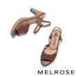 【MELROSE】美樂斯 安定感 簡約日常交叉帶牛皮美型高跟涼鞋(棕)