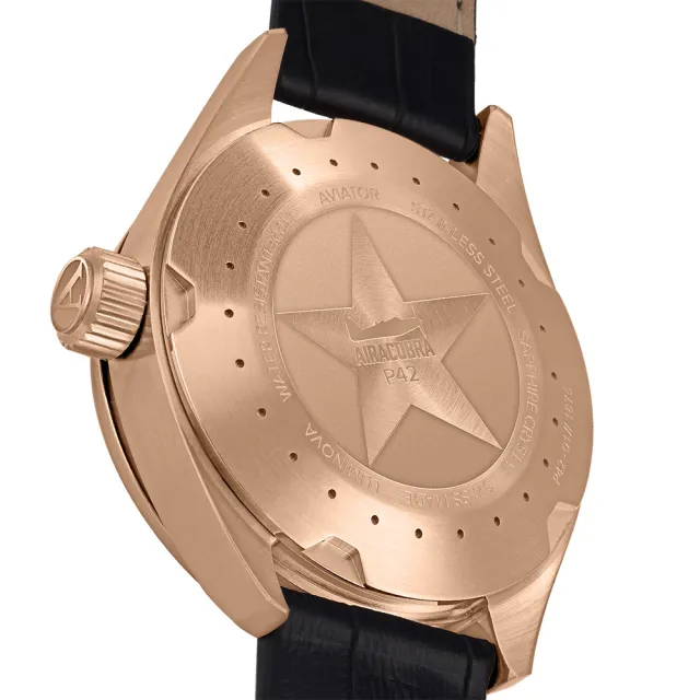 【AVIATOR】飛行員 AIRACOBRA P42 飛行風格 腕錶 男錶 手錶 玫瑰金色(V12221524)