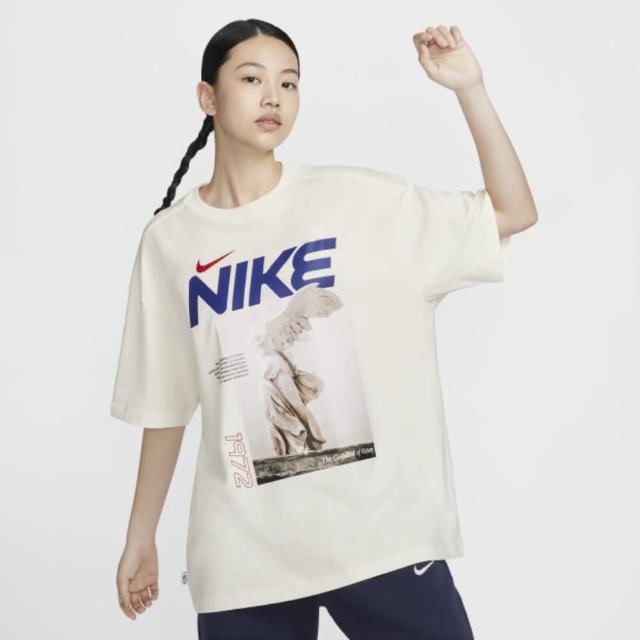 【NIKE 耐吉】上衣 女款 短袖上衣 運動 AS W NSW SS TEE LBR OS GCEL 米白 HF6292-133