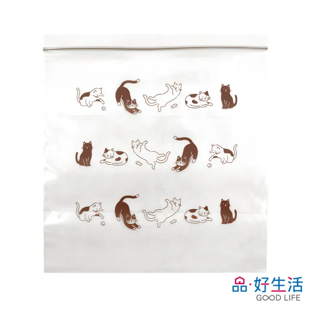 【GOOD LIFE 品好生活】手繪貓咪夾鏈袋 食物冷凍保鮮袋 分裝袋（L）(日本直送 均一價)