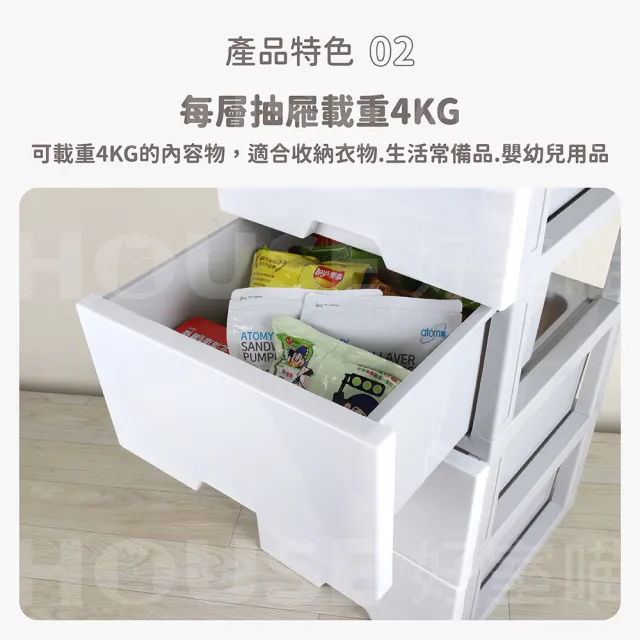 【HOUSE 好室喵】40面寬 KD組裝式 日系純白4抽收納櫃104L(四層櫃、組裝、收納)