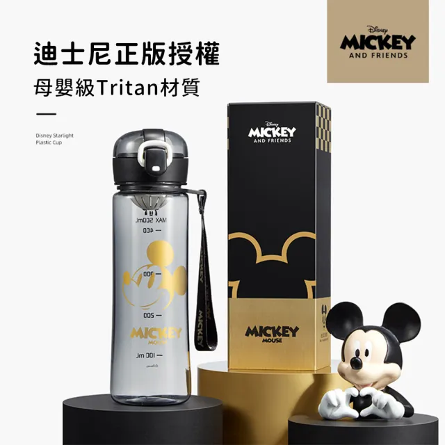 【Disney 迪士尼】米奇米妮Tritan直飲水壺500ml不含雙酚A(附茶格)