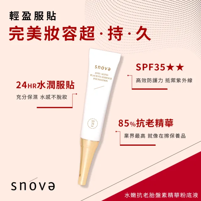 【SNOVA】絲若雪高效水嫩抗老胎盤素精華粉底液 SPF35-15ml(抗老/粉底液/保濕/防曬)