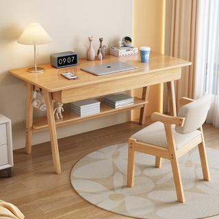 【優品星球】單抽屜實木書桌 80CM(奶油風 電腦桌 工作桌 化妝臺 梳妝臺 桌子 辦公桌 實木桌 辦公桌)