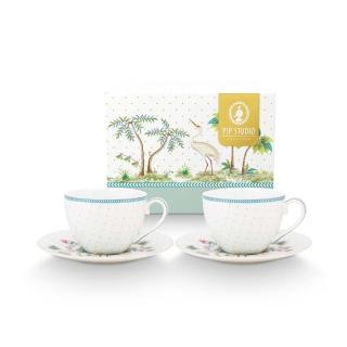【PIP STUDIO】買一送一★Jolie Dots Gold 咖啡杯組280ml(咖啡杯+碟子/2組入)