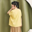【Dailo】口袋異材質拼接連袖寬鬆棉短袖上衣(藍 綠 黃/魅力商品)