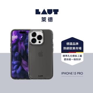 【LAUT 萊德】iPhone 15 Pro 晶透保護殼-透黑(支援QI無線充電)