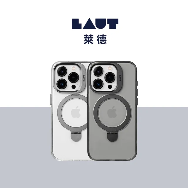 【LAUT 萊德】iPhone 15 Pro 磁吸支架保護殼（按鍵式）-透黑(支援MagSafe功能)