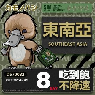 【鴨嘴獸 旅遊網絡卡】Travel Sim 東南亞8天網卡 吃到飽網絡卡 東南亞網絡卡(東南亞 上網絡卡 不降速)