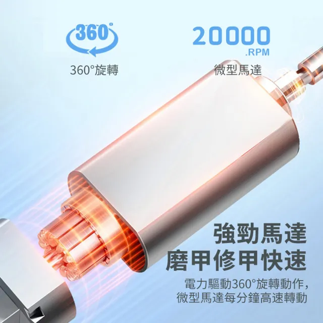 【ANTIAN】多功能電動美甲打磨器 指甲修護美甲器 小型磨甲機 去死皮指甲拋光機 附五種打磨頭
