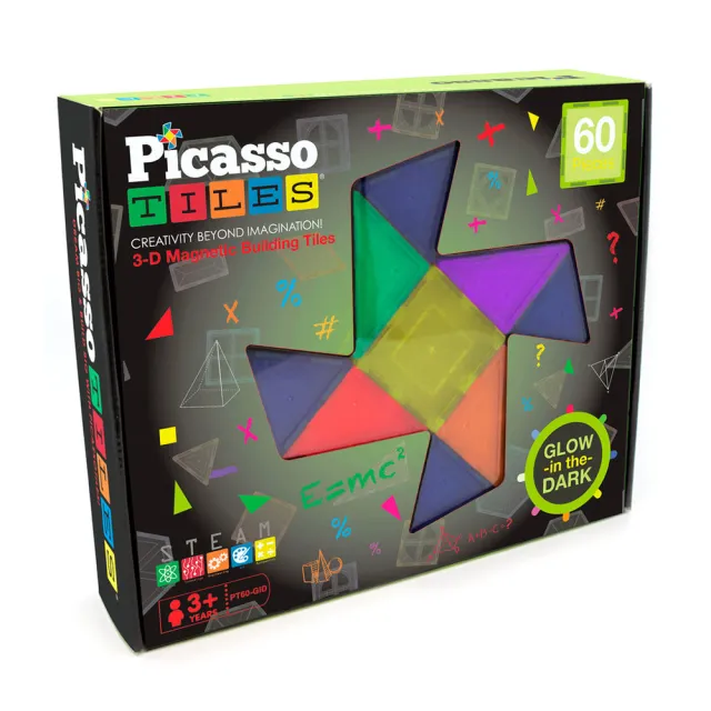 【PicassoTiles】畢卡索 PT60-GID 磁力片積木 夜光磁力片組 60Ppcs