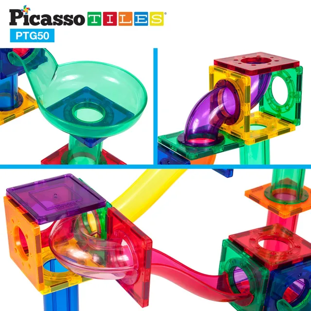 【PicassoTiles】畢卡索 PTG50 磁力片積木 益智球球軌道50pc