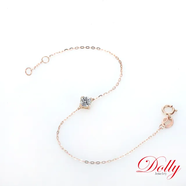 【DOLLY】0.50克拉 輕珠寶18K玫瑰金鑽石手鍊(003)