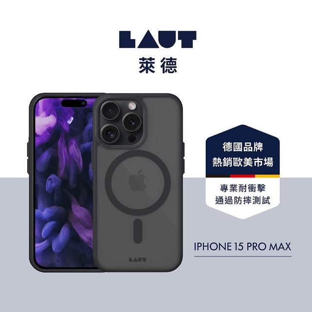 【LAUT 萊德】iPhone 15 Pro Max 磁吸簡約耐衝擊保護殼（按鍵式）-霧黑(支援MagSafe功能)