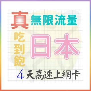 【AOTEX 奧特克斯】4天日本上網絡卡真無限高速流量喫到飽(手機卡SIM卡網路卡預付卡)