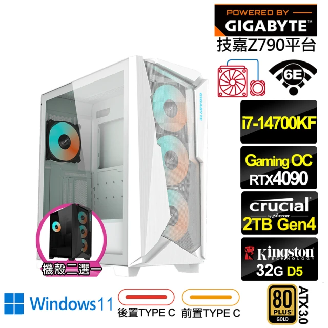 【技嘉平台】i7廿核GeForce RTX 4090 Win11{荷魯斯GR2ADW}水冷電競電腦(i7-14700KF/Z790/32G/2TB/WIFI)