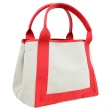 【Balenciaga 巴黎世家】NAVY 簡約LOGO厚帆布拼接附萬用袋大手提包托特包(紅邊)
