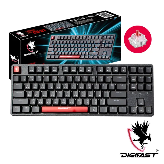 【DIGIFAST 迅華】TKL 80% RGB機械電競鍵盤CS-21 -中文版(紅軸)