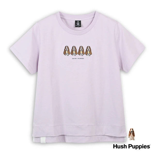 Hush Puppies 女裝 上衣 趣味HP58印花刺繡狗寬鬆版上衣(粉紫 / 43210201)