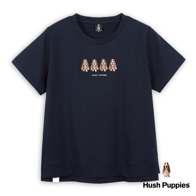 Hush Puppies 女裝 上衣 趣味HP58印花刺繡狗寬鬆版上衣(丈青 / 43210201)