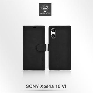 【Metal-Slim】Sony Xperia 10 VI 高仿小牛皮前扣磁吸內層卡夾皮套