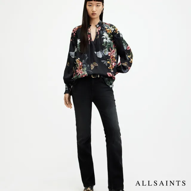 【ALLSAINTS】SANIBEL 人造絲抽繩立領印花上衣 WM554Z(舒適版型)