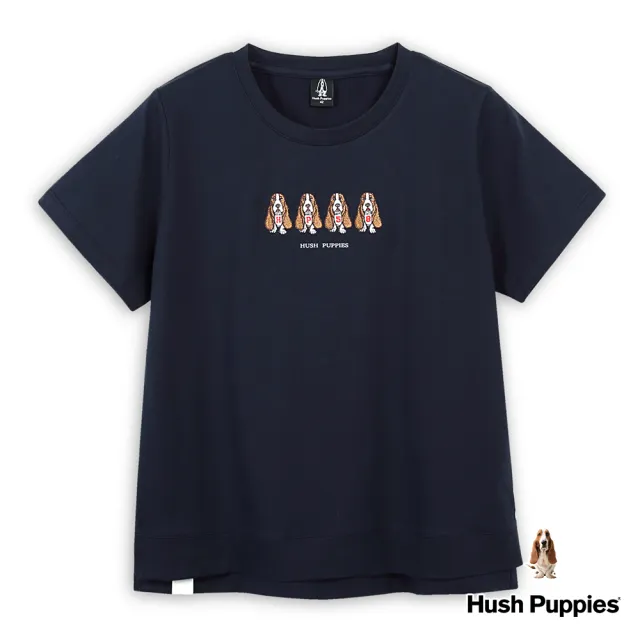 【Hush Puppies】女裝 上衣 趣味HP58印花刺繡狗寬鬆版上衣(丈青 / 43210201)