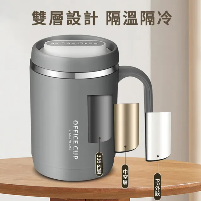 【ANTIAN】2入組 316不鏽鋼馬克杯 辦公咖啡杯 雙層水杯 奶茶杯 410ML