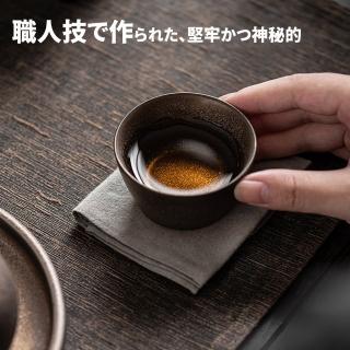 【TEA Dream】日式厚質感伊集院匠人鎏金品茗杯2入組(茶杯 柴燒杯)