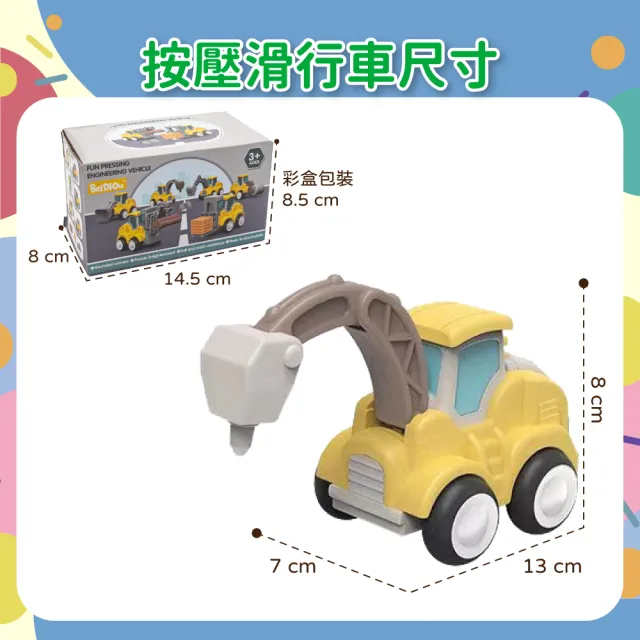 【OhBabyLaugh】按壓滑行車 兩件組(玩具車/工程車/蓄力車/按壓起步車/工程小汽車/慣性車/慣性工程車)