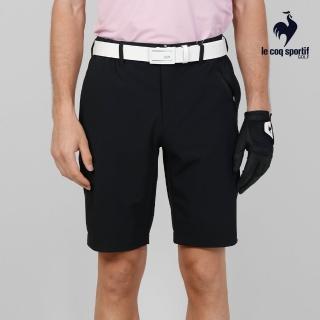 【LE COQ SPORTIF 公雞】官方直營 高爾夫系列 男款黑色簡約百搭高機能防曬運動短褲 QGT8J951