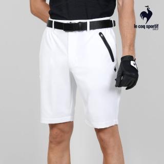 【LE COQ SPORTIF 公雞】官方直營 高爾夫系列 男款白色簡約百搭高機能防曬運動短褲 QGT8J951