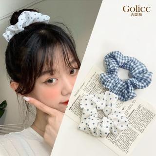 【Golicc】髮圈 法式 簡約藍色經典買1送1(618 七夕 情人節 生日 髮飾 頭飾 大腸圈 髮夾 禮物)