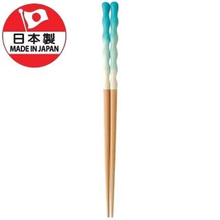 【DAIDOKORO】日本製頂級防滑握柄天藍色漸層天然實木筷子 若狹塗箸(洗碗機適用)