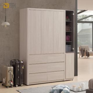 【WAKUHOME 瓦酷傢俱】Miller清新簡約白榆木5x7尺六抽組合衣櫃A011-709+711