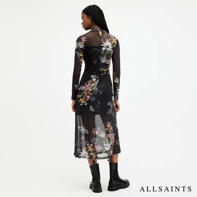 【ALLSAINTS】HANNA SANIBEL 透膚高領仙人掌花卉印花洋裝 WD657Z(修身版型)