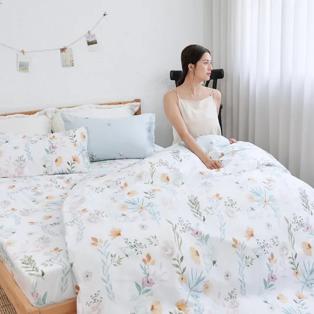 【BUHO 布歐】台灣製100%TENCEL天絲™單人床包+雙人舖棉兩用被三件組(多款任選)