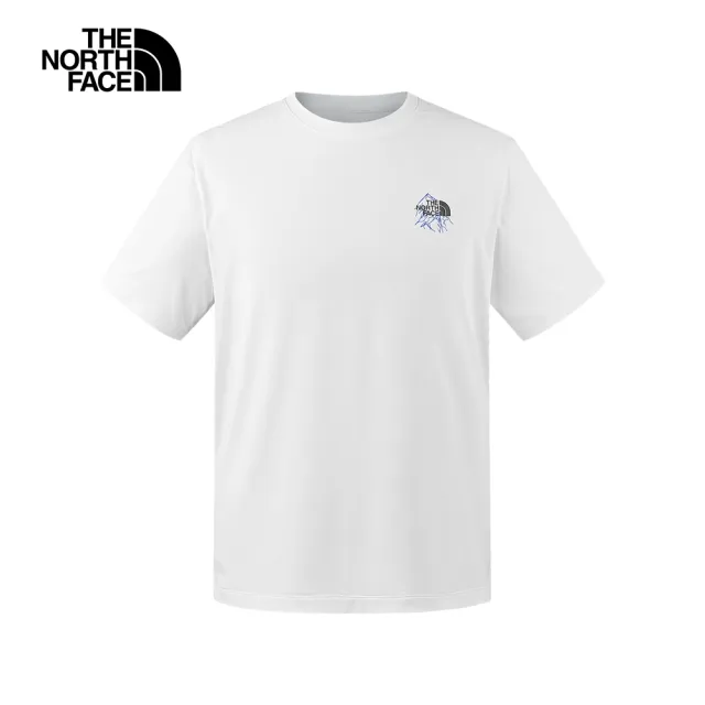 【The North Face 官方旗艦】北面男款白色吸濕排汗防曬LOGO印花短袖T恤｜8CT2FN4