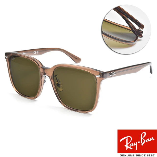 RayBan 雷朋 大方框太陽眼鏡 成毅同款(透棕 深棕鏡片#RB2206D 663673-57mm)