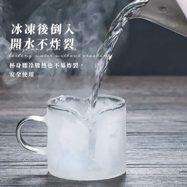 【咖啡TIME】耐熱玻璃雙嘴分享杯-100ml(義式濃縮 加厚 玻璃量杯 牛奶 奶精杯 咖啡杯 拉花杯 盎司杯 奶盅)