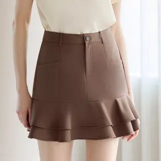 【H2O】雙層荷葉短裙(#4682004 褲裙 粉色/咖啡色)