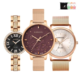【KANGOL】買一送二。買錶送防水收納包+護手霜│英國袋鼠 最新優雅晶鑽錶/手錶/腕錶(多款任選)