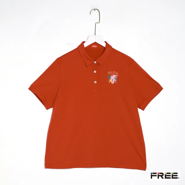 【FREE】經典FS龜背葉胸前小標POLO衫(紅色/淺紫)