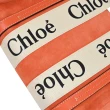 【Chloe’ 蔻依】Woody 經典品牌LOGO織帶個性麂皮手提兩用包(橘 小)