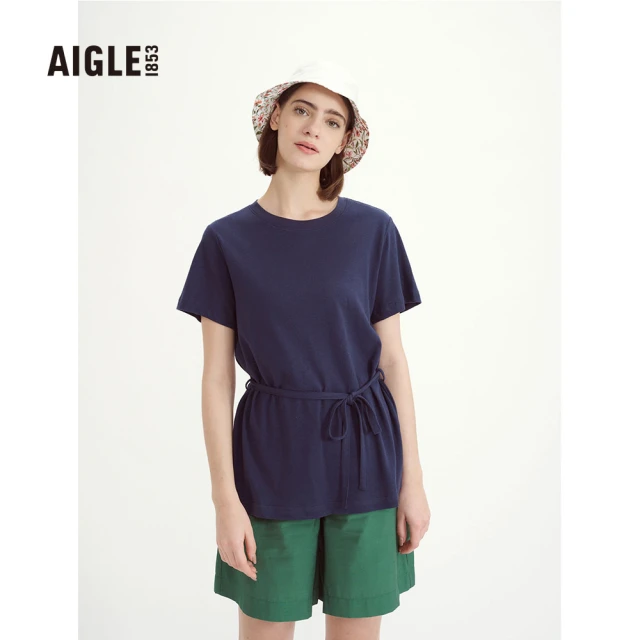 AIGLE 優惠商品 女 抗UV短袖T恤(AG-3P220A057 深藍)