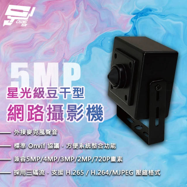 CHANG YUN 昌運 500萬 星光級 豆干型網路攝影機 外接麥克風 自動時間校正 數位降噪 位移偵測