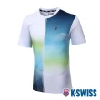 【K-SWISS】涼感排汗T恤 PF Tee -男-白/藍綠(1010235-155)