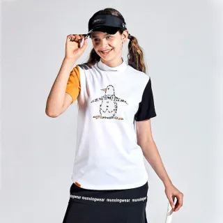 【Munsingwear】企鵝牌 女款白色字母拼接企鵝高機能防曬短袖衫 MLTE2A04